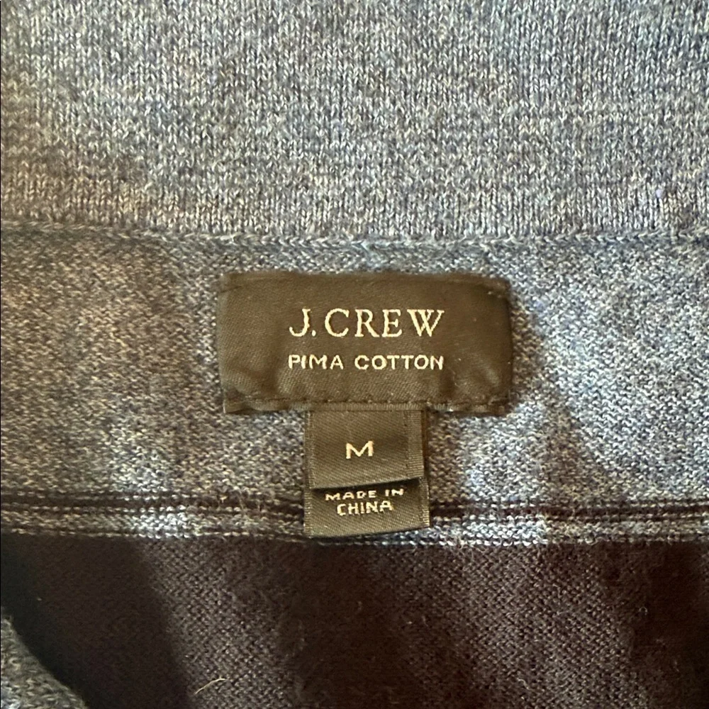 J. Crew Men's Italian Polo Shirt - Blue and Black Stripes